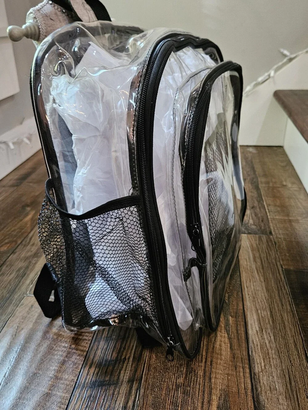Clear PVC Large Backpack with Black Trim - Transparent School & Travel Bag